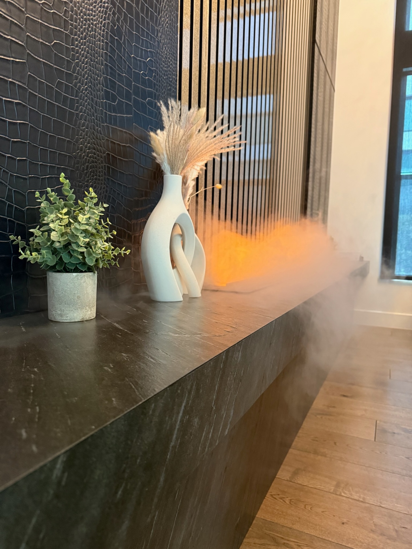 Custom fireplace mantel and millwork